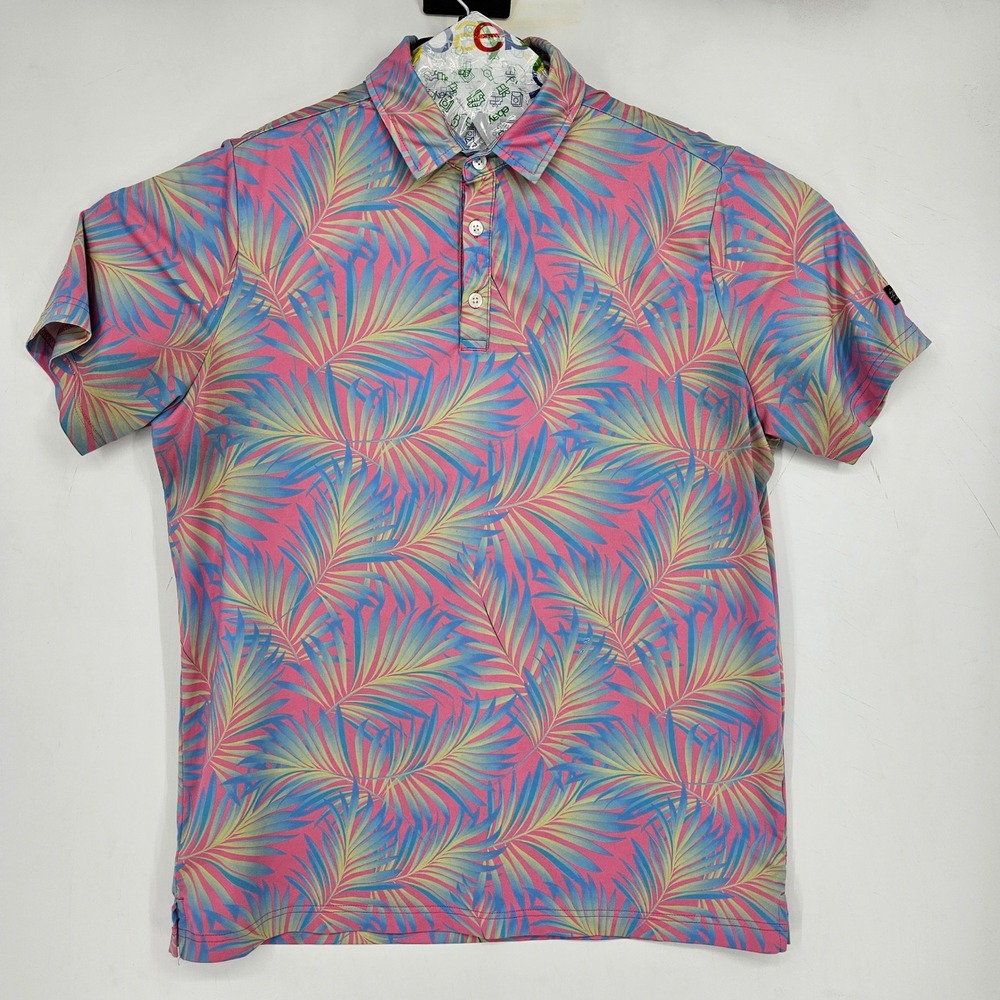 Sunday Swagger Shirt Mens Large Floral Hawaiian Golf Vibrant Short Sleeve